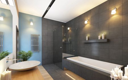 A bathroom with a tub, shower and sink.
